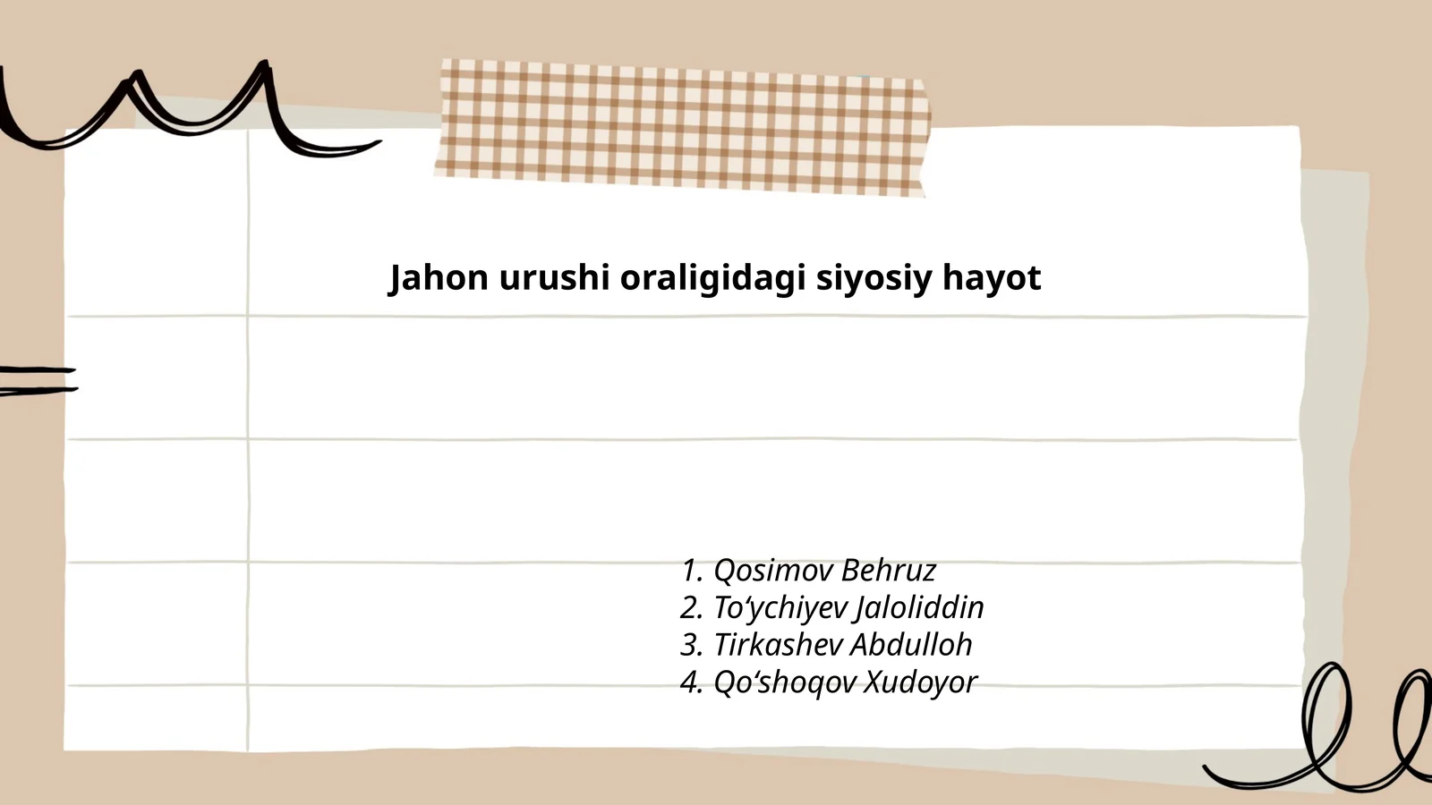 Jahon urushi oraligidagi siyosiy hayot