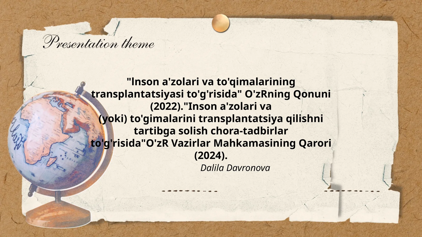 Inson a'zolari va to'qimalarining transplantatsiyasi to'g'risida