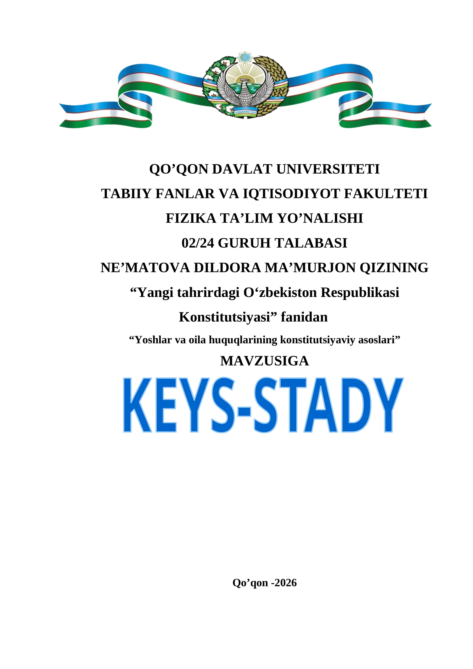 Yoshlar va oila huquqlarining konstitutsiyaviy asoslari
