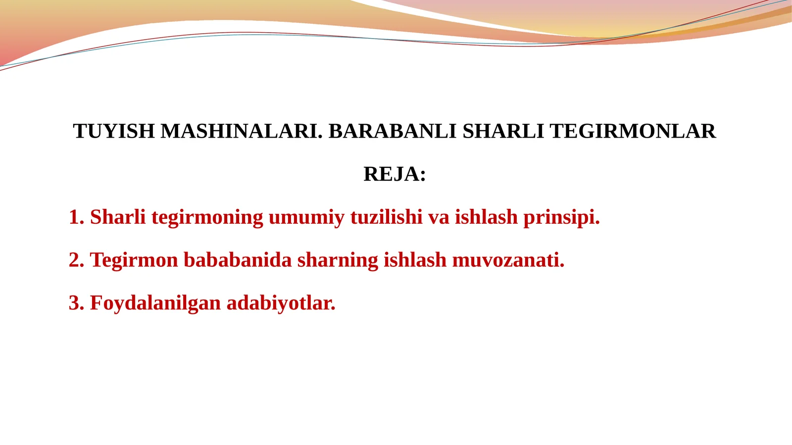 TUYISH MASHINALARI. BARABANLI SHARLI TEGIRMONLAR