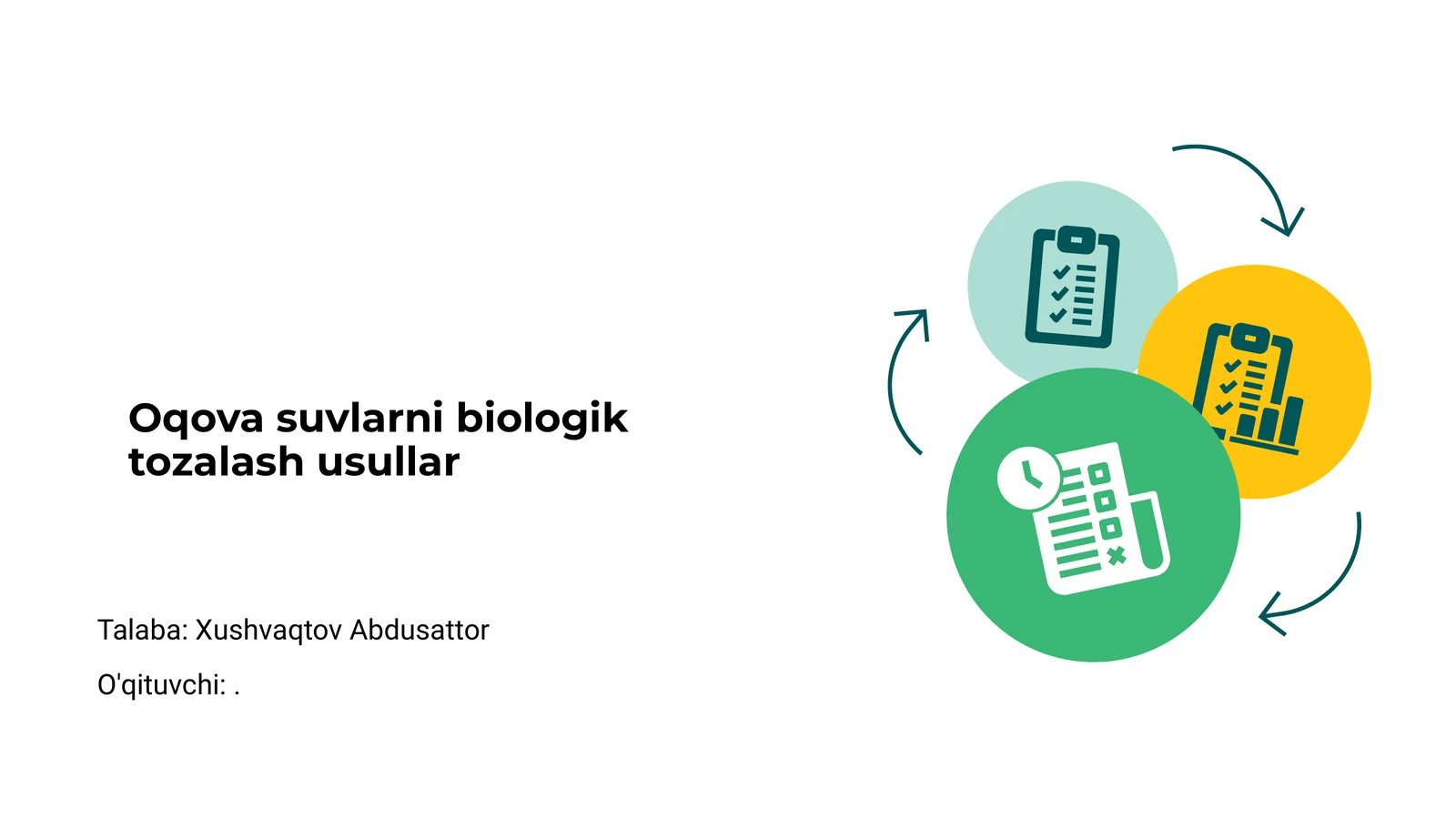 Oqova suvlarni biologik tozalash usullar
