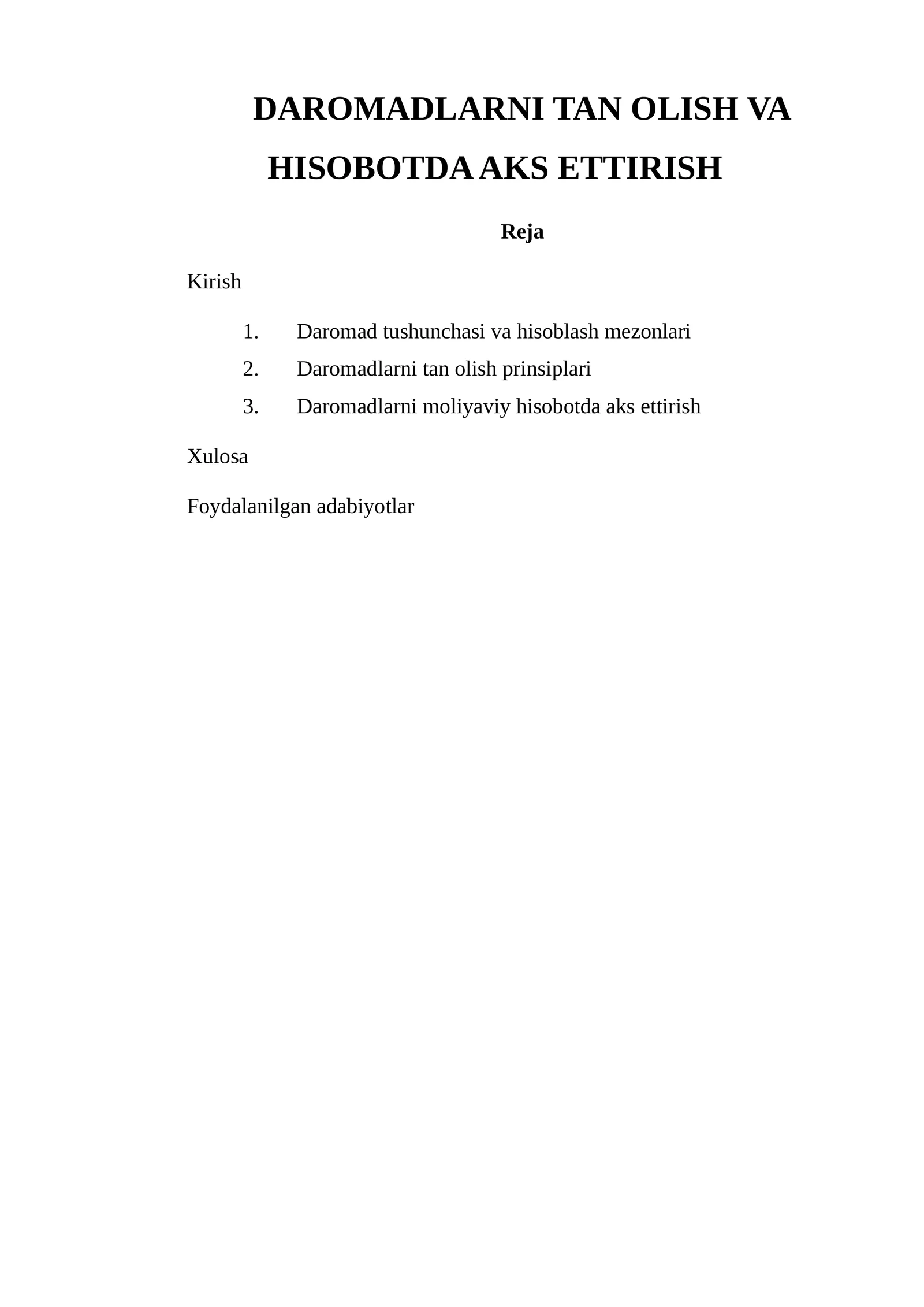 Daromadlarni tan olish va hisobotda aks ettirish