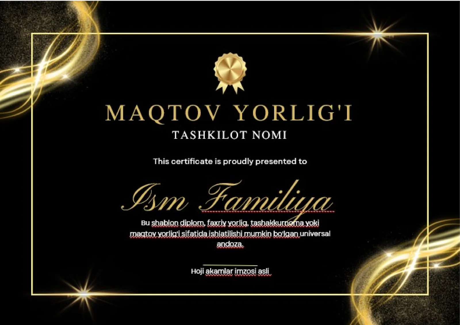 MAQTOV YORLIG'I