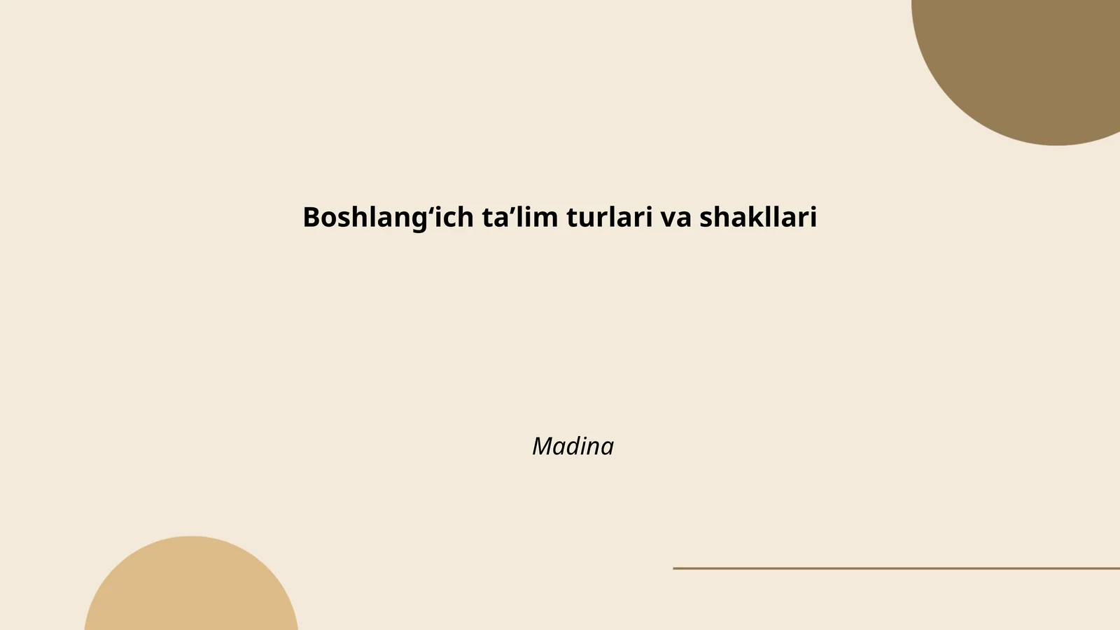 Boshlangʻich taʼlim turlari va shakllari