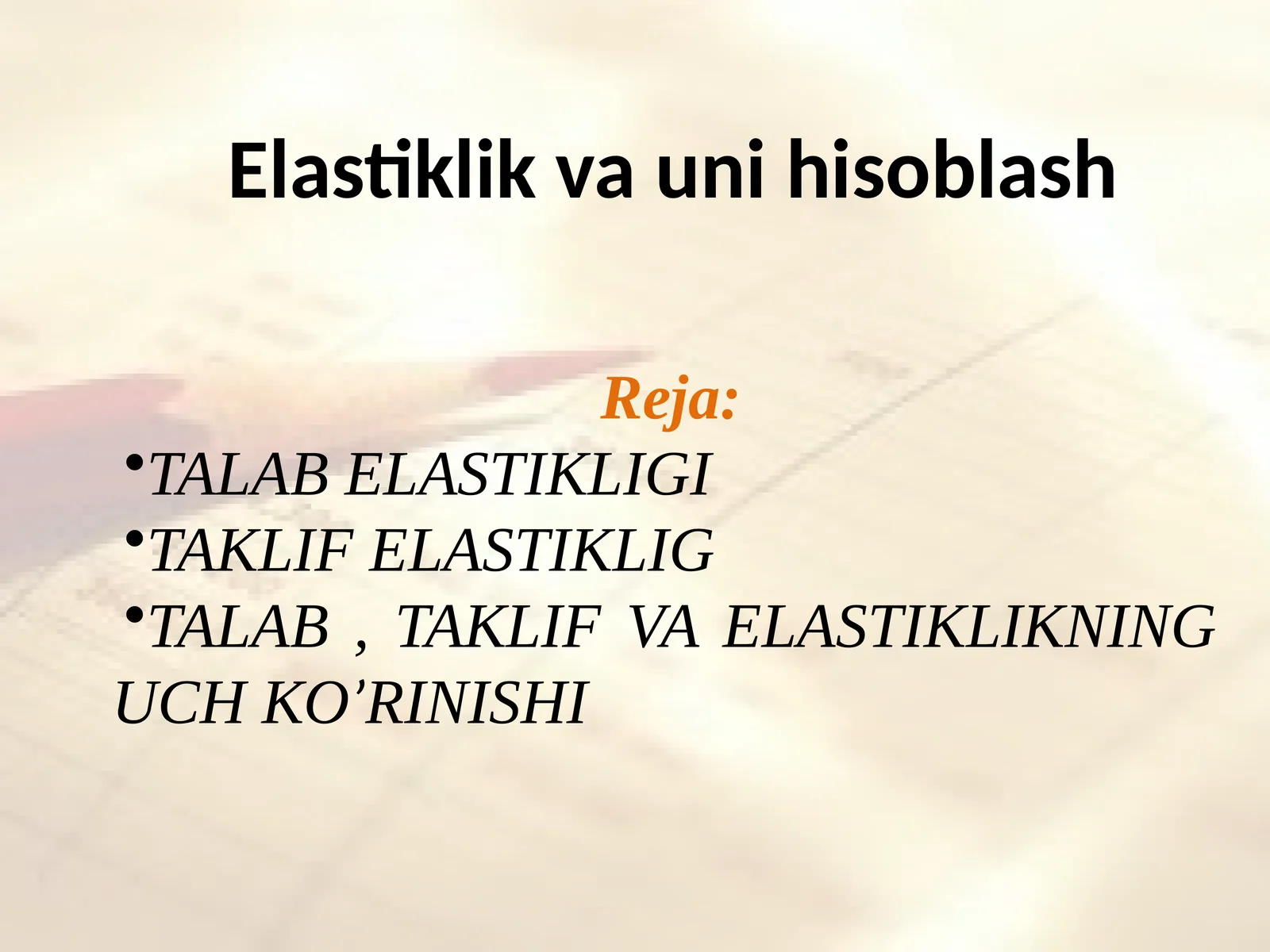 Elastiklik va uni hisoblash