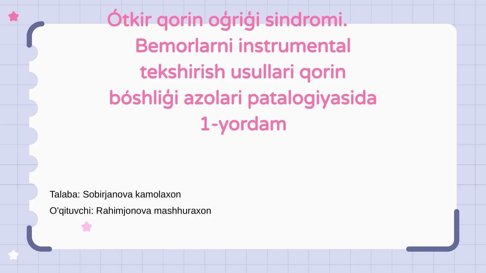 Ótkir qorin oģriģi sindromi