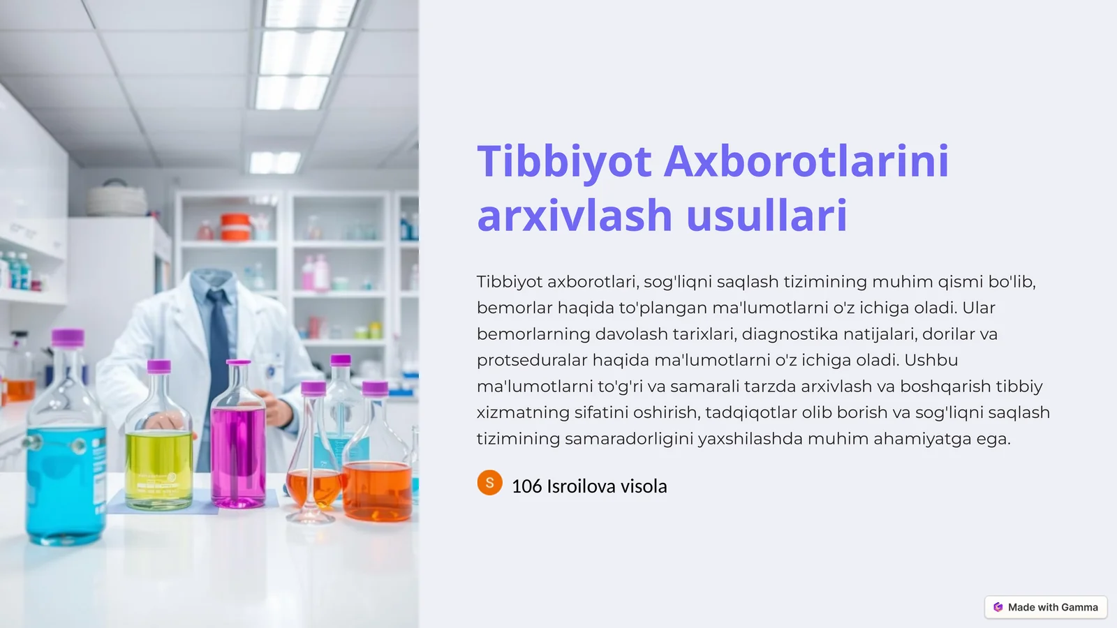 Tibbiyot Axborotlarini arxivlash usullari
