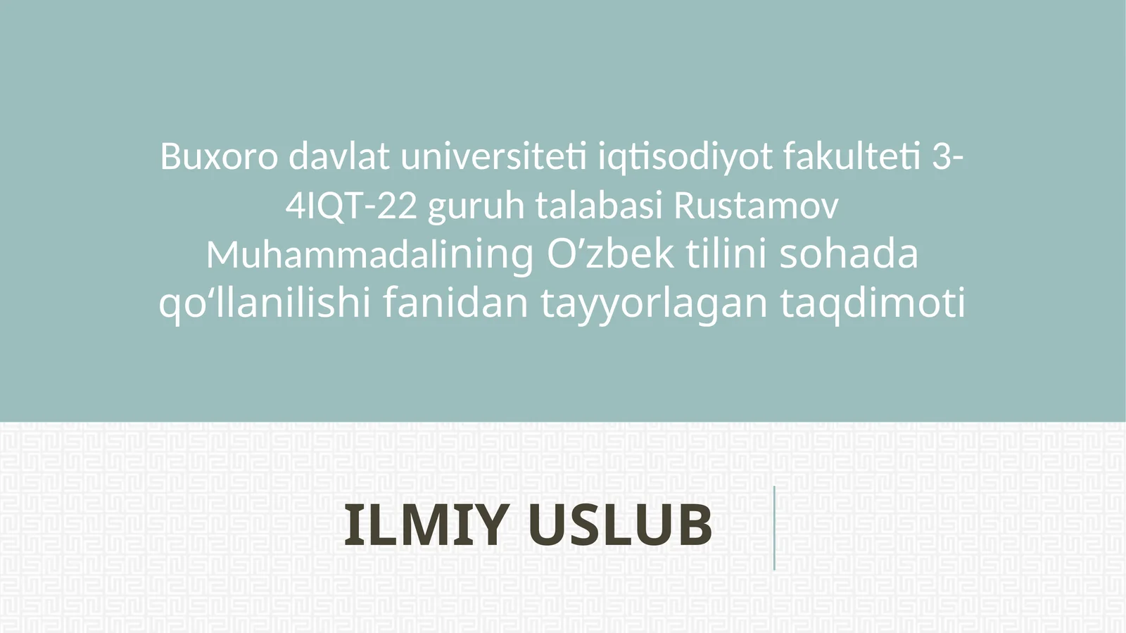 ILMIY USLUB