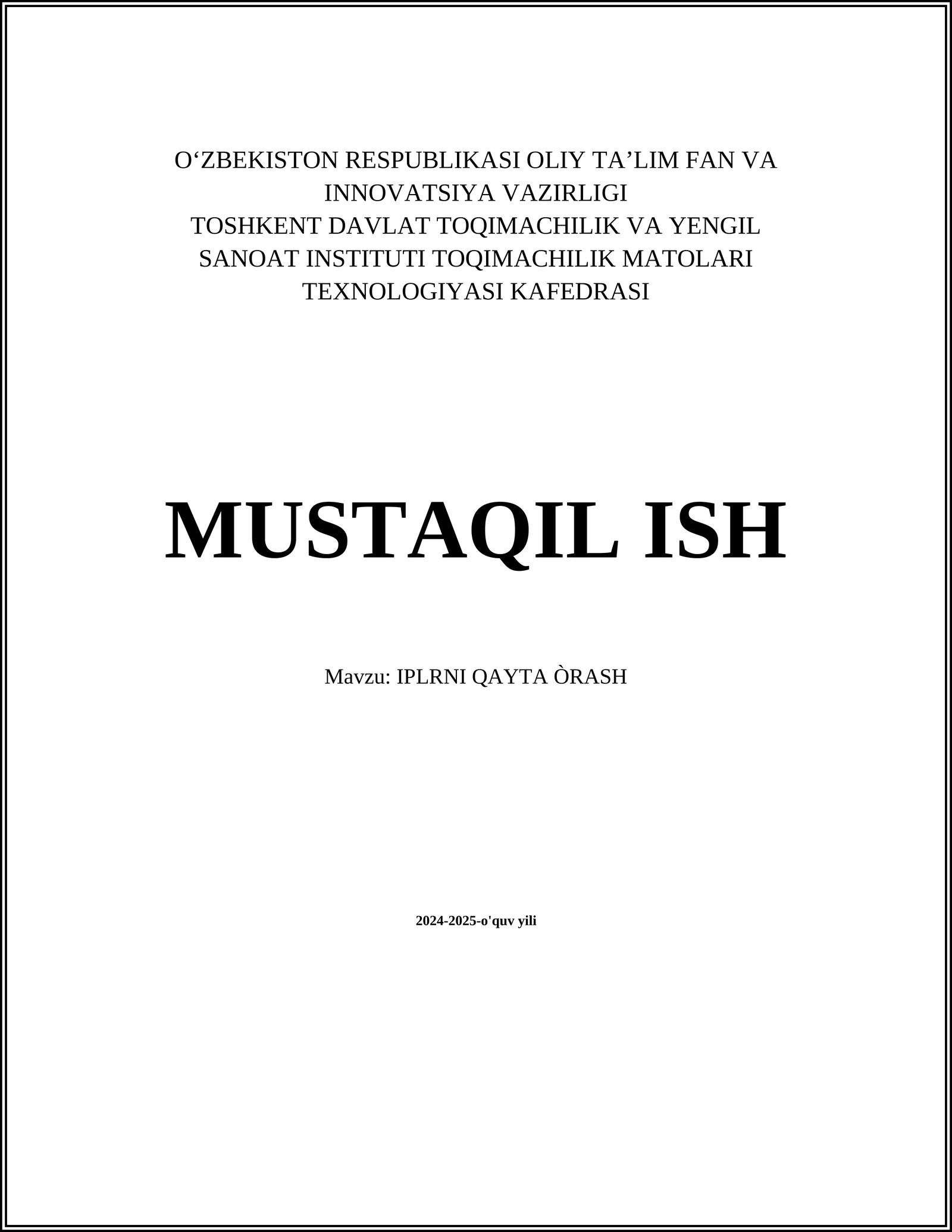 IPLRNI QAYTA ÒRASH