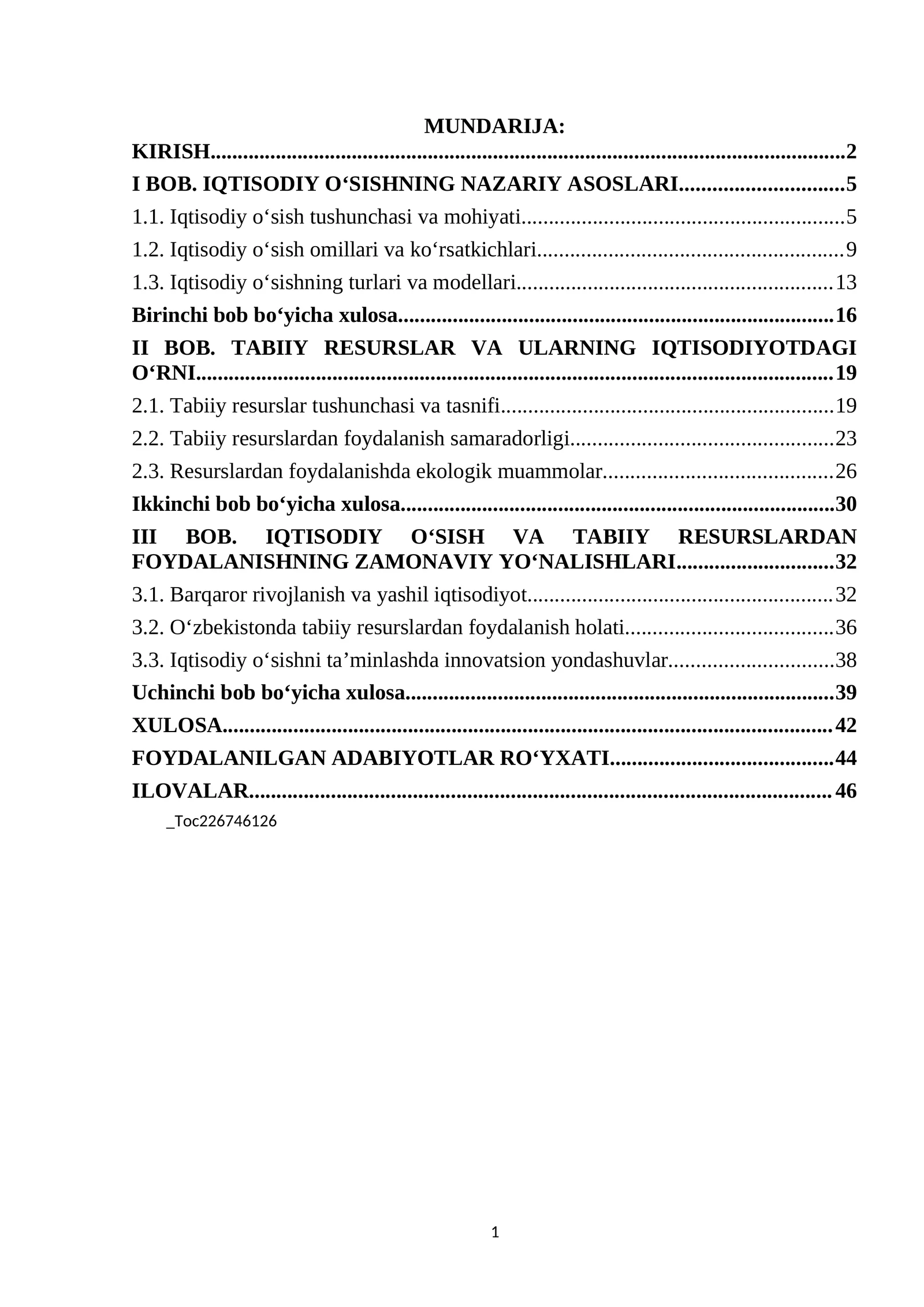 IQTISODIY O‘SISH VA TABIIY RESURSLAR