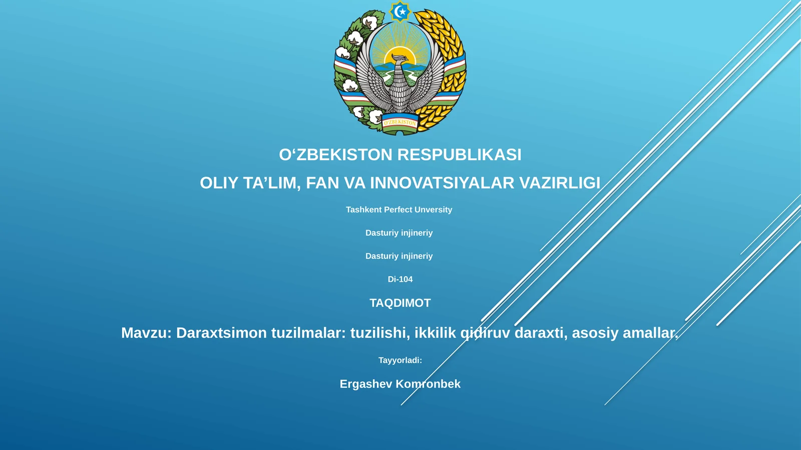Daraxtsimon tuzilmalar: tuzilishi, ikkilik qidiruv daraxti, asosiy amallar
