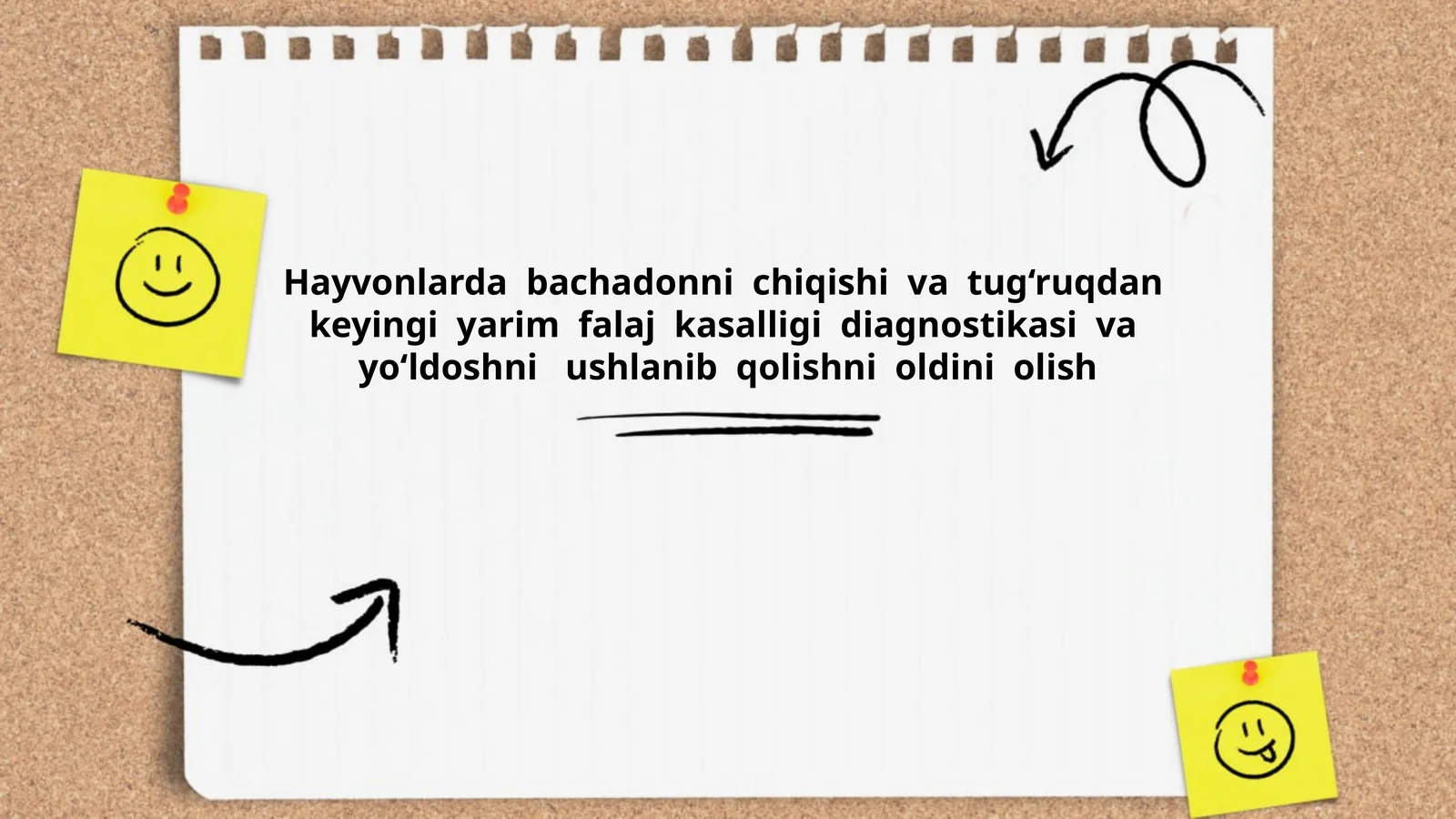 Hayvonlarda bachadonni chiqishi va tug‘ruqdan keyingi yarim falaj kasalligi diagnostikasi va yo‘ldoshni ushlanib qolishni oldini olish