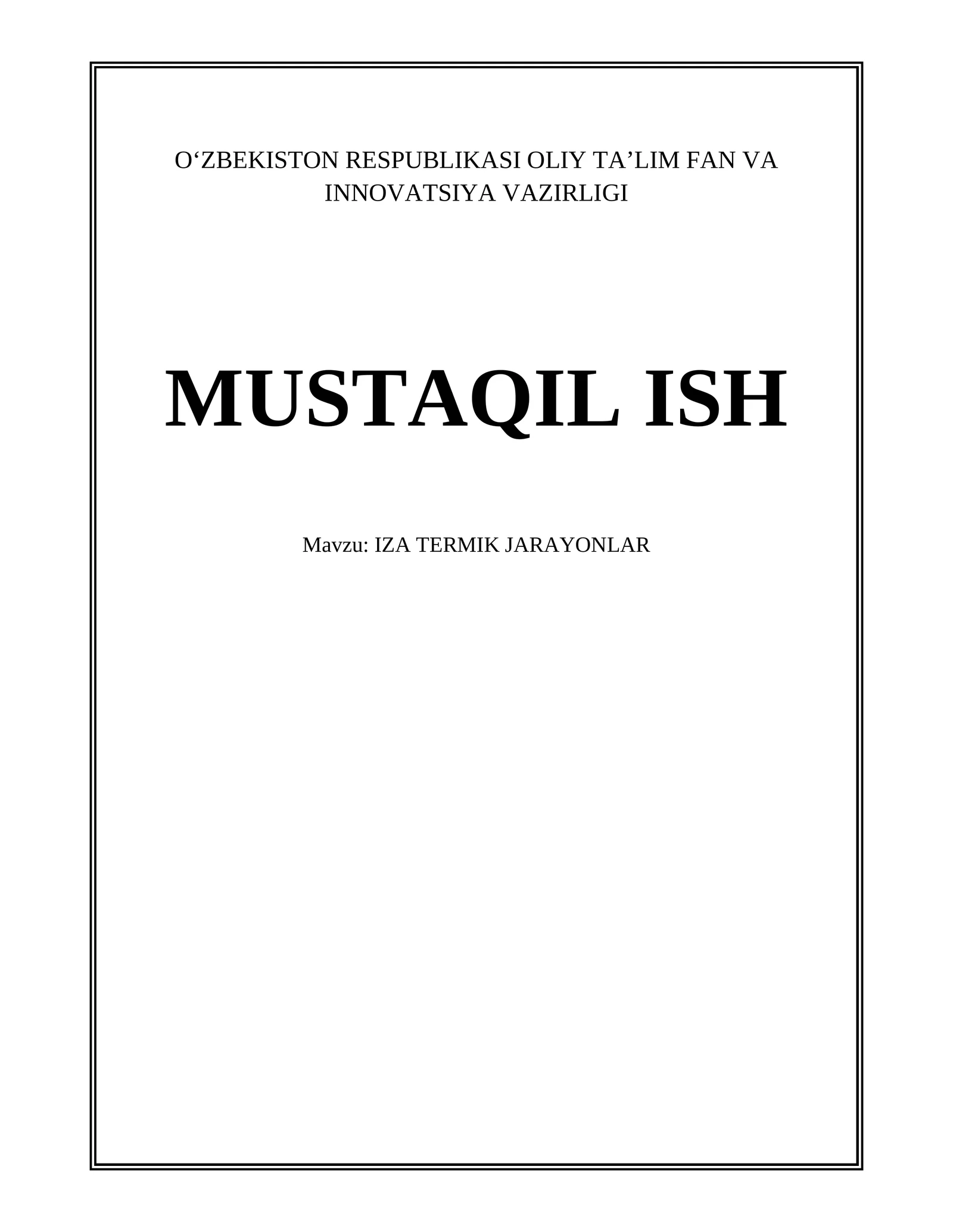 IZA TERMIK JARAYONLAR