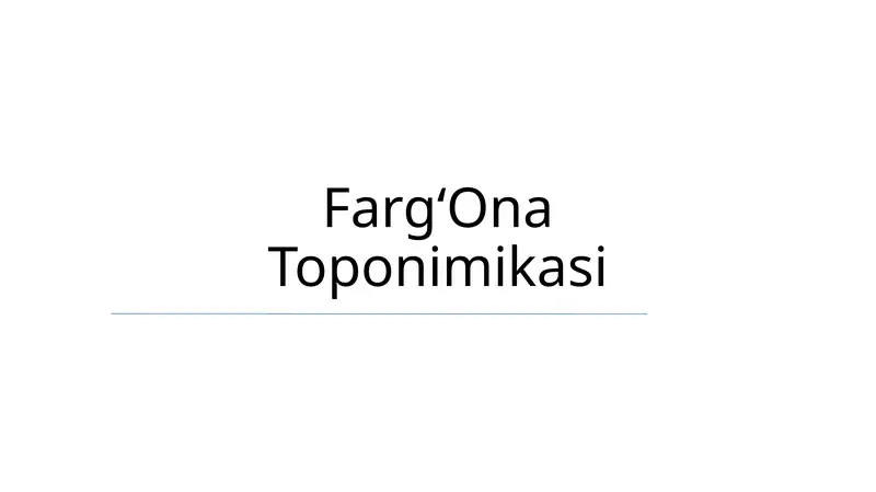 FargʻOna Toponimikasi