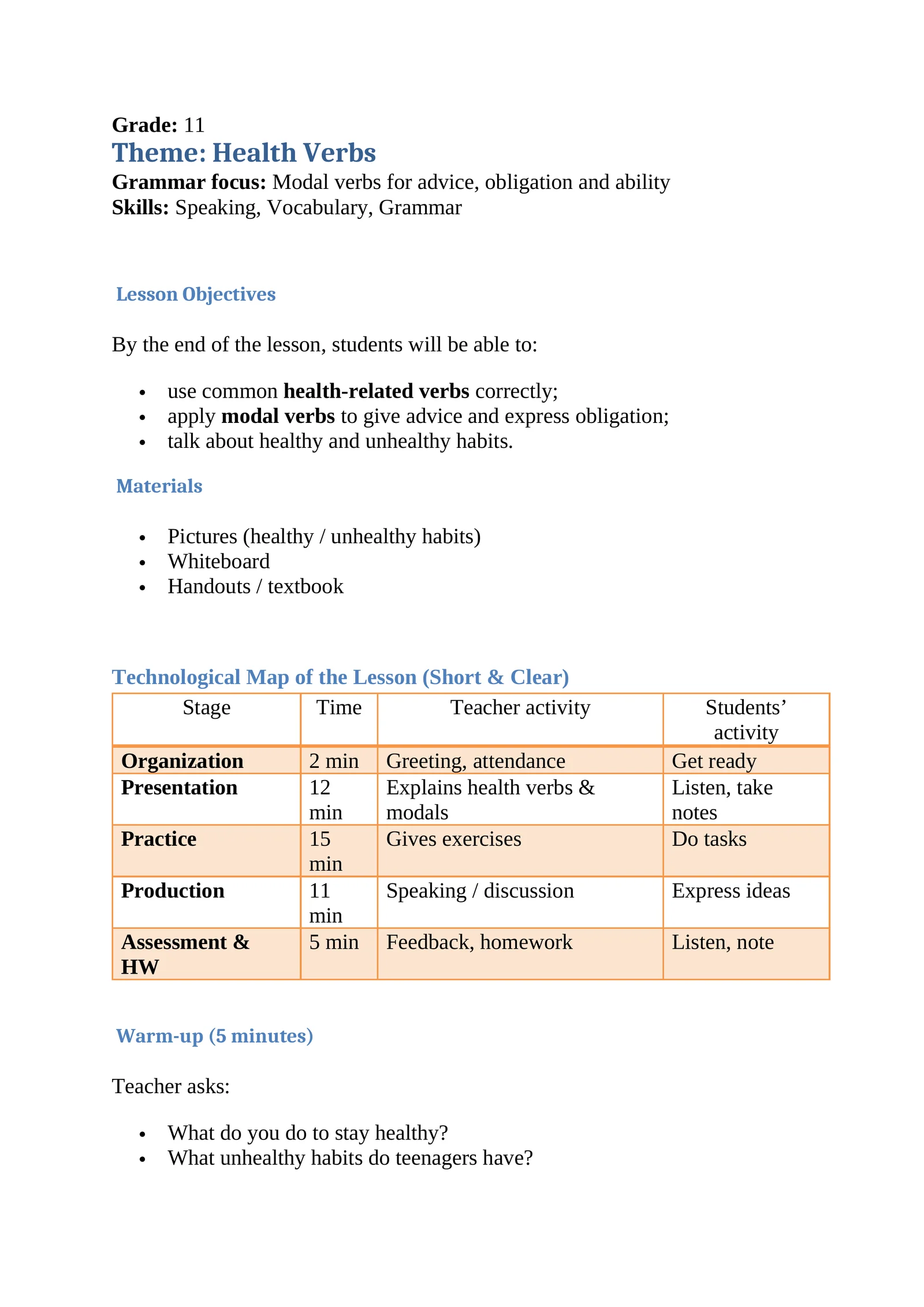 Health Verbs