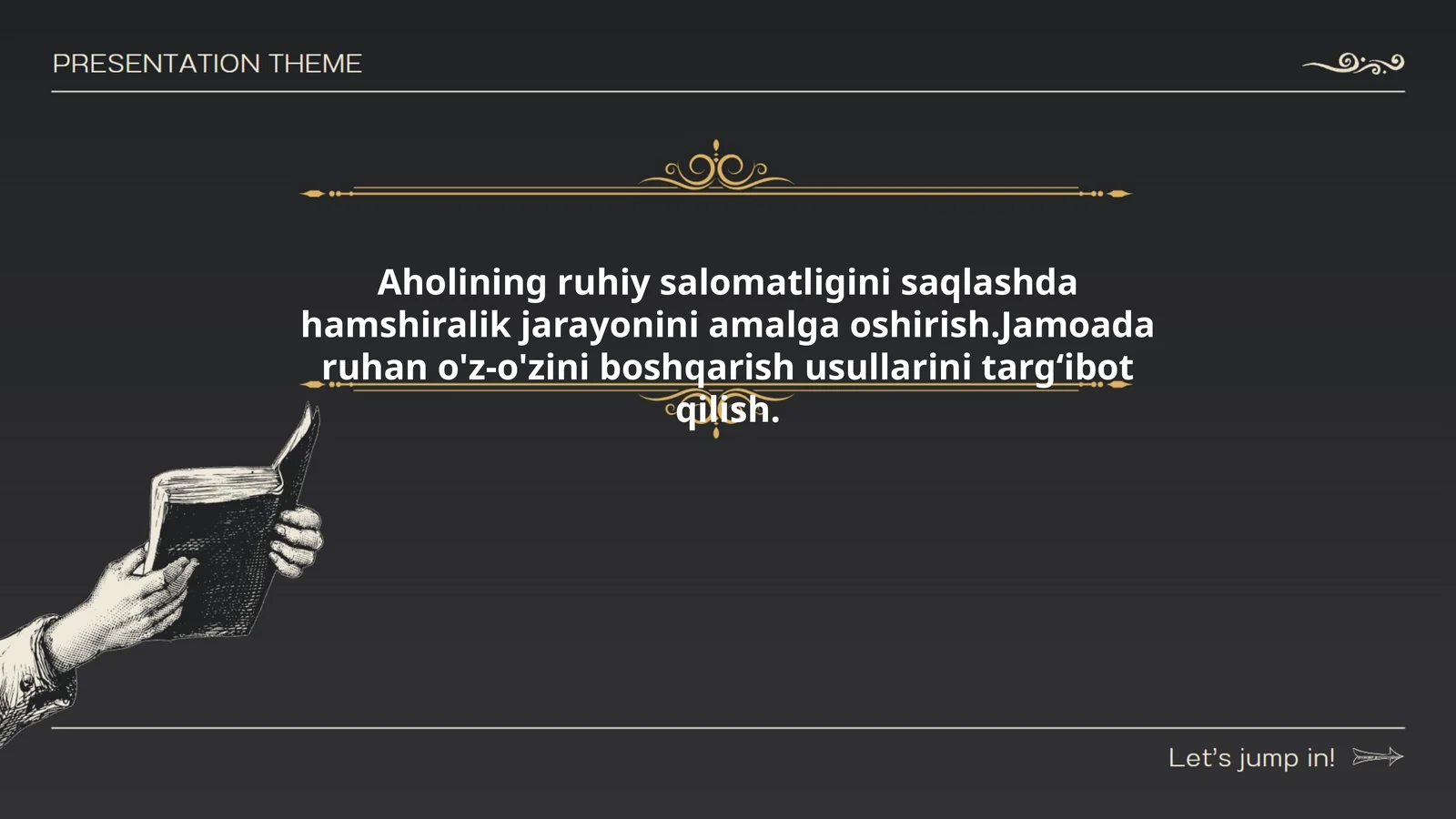 Aholining ruhiy salomatligini saqlashda hamshiralik jarayonini amalga oshirish
