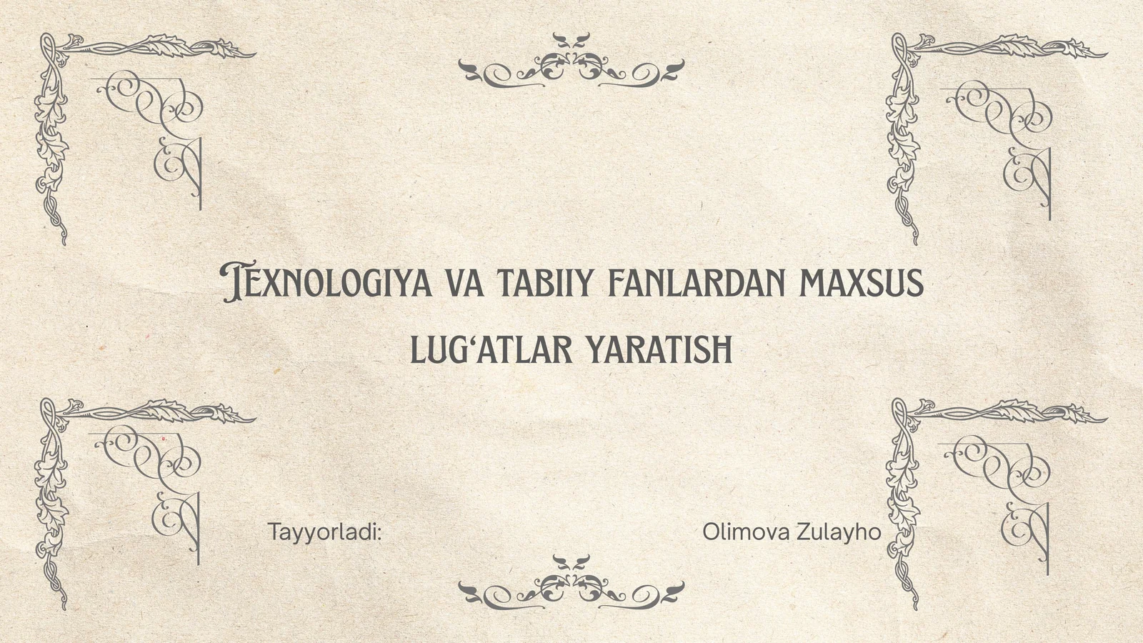 Maxsus lug‘atlar yaratish