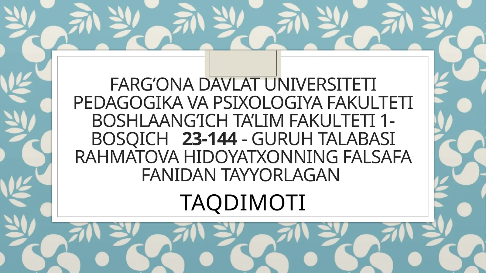 Qadimgi sharqda asotiriy tasavvurlar va falsafiy bilimlarning paydo bo‘lishi