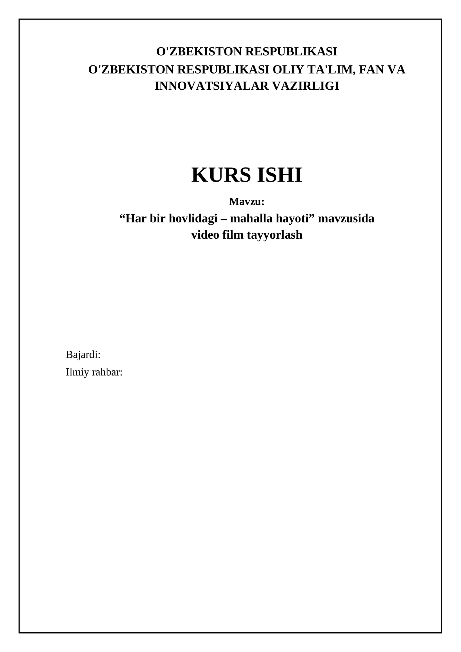 Video film tayyorlash