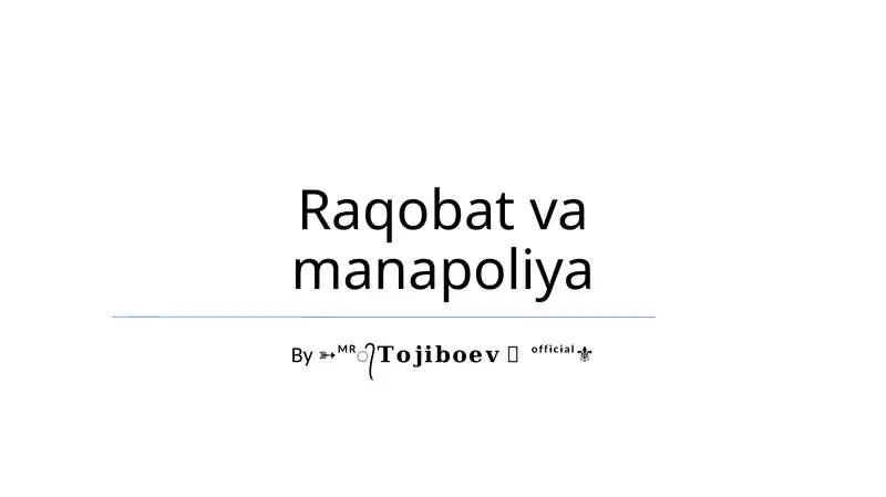 Raqobat va manapoliya