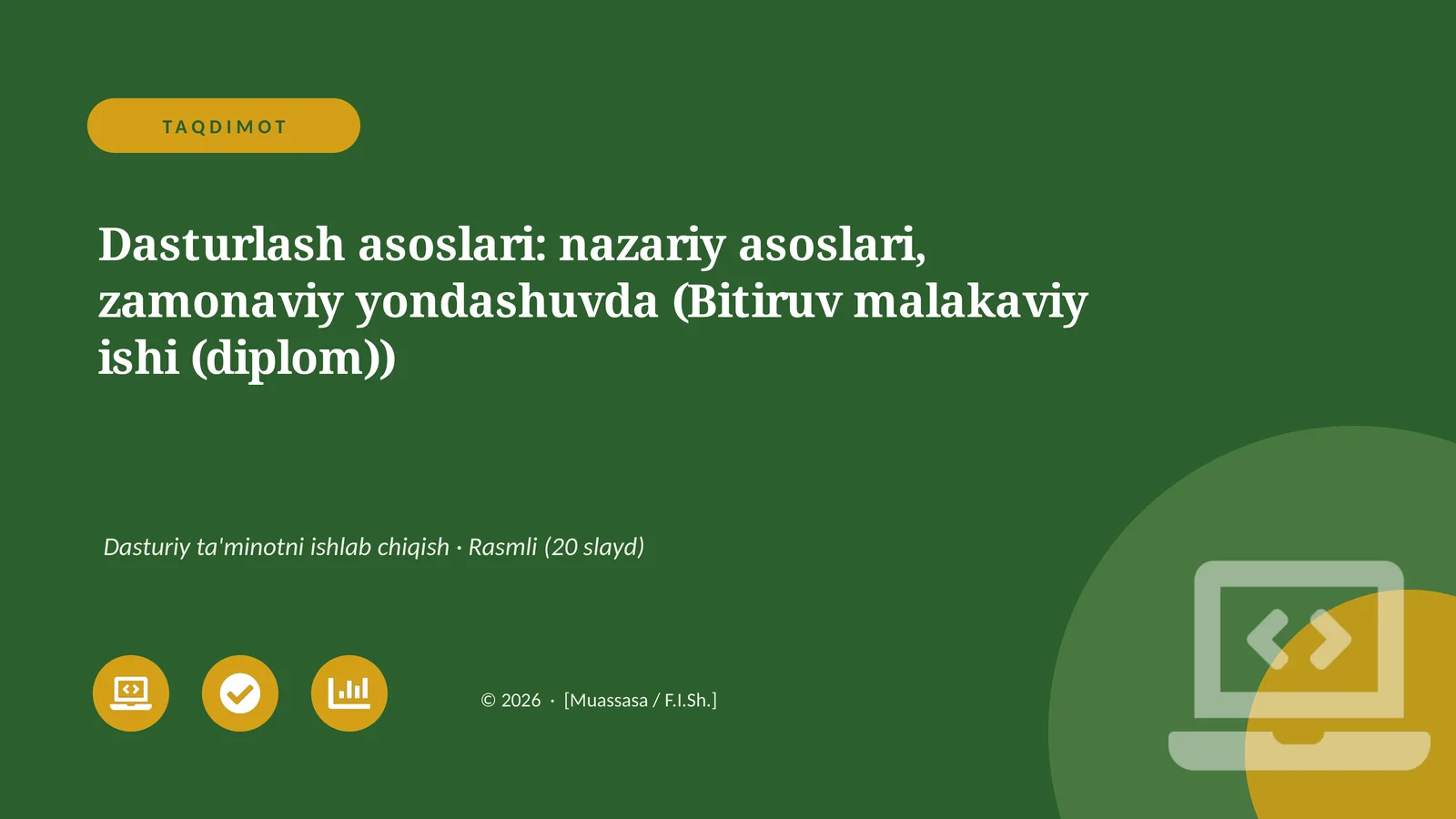 Dasturlash asoslari: nazariy asoslari, zamonaviy yondashuvda (Bitiruv malakaviy ishi (diplom))
