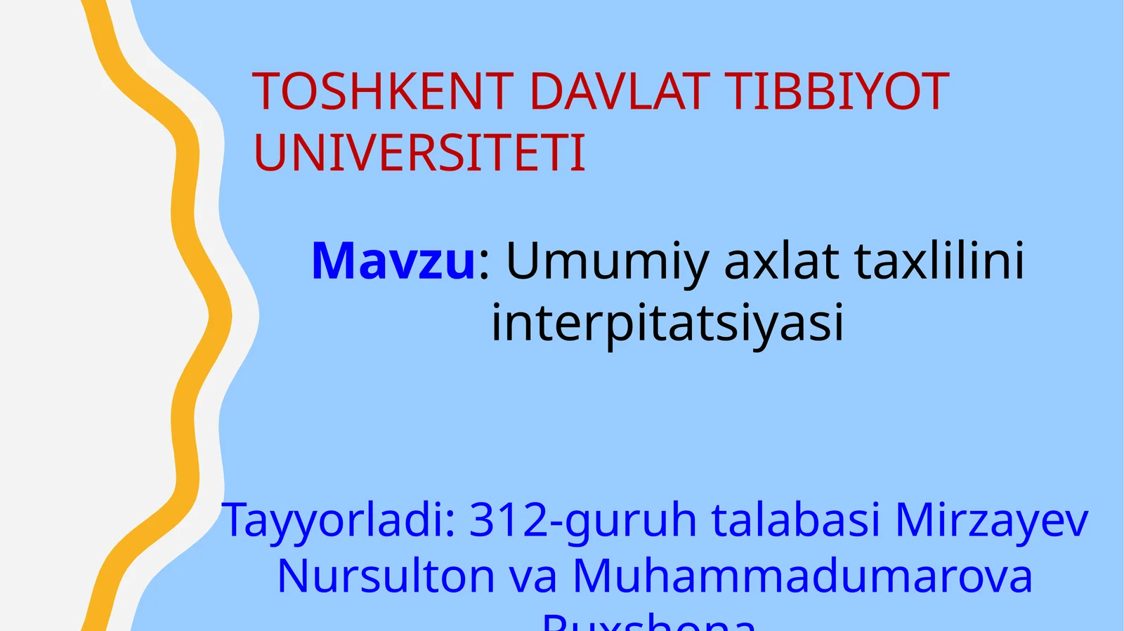 Umumiy axlat taxlilini interpitatsiyasi