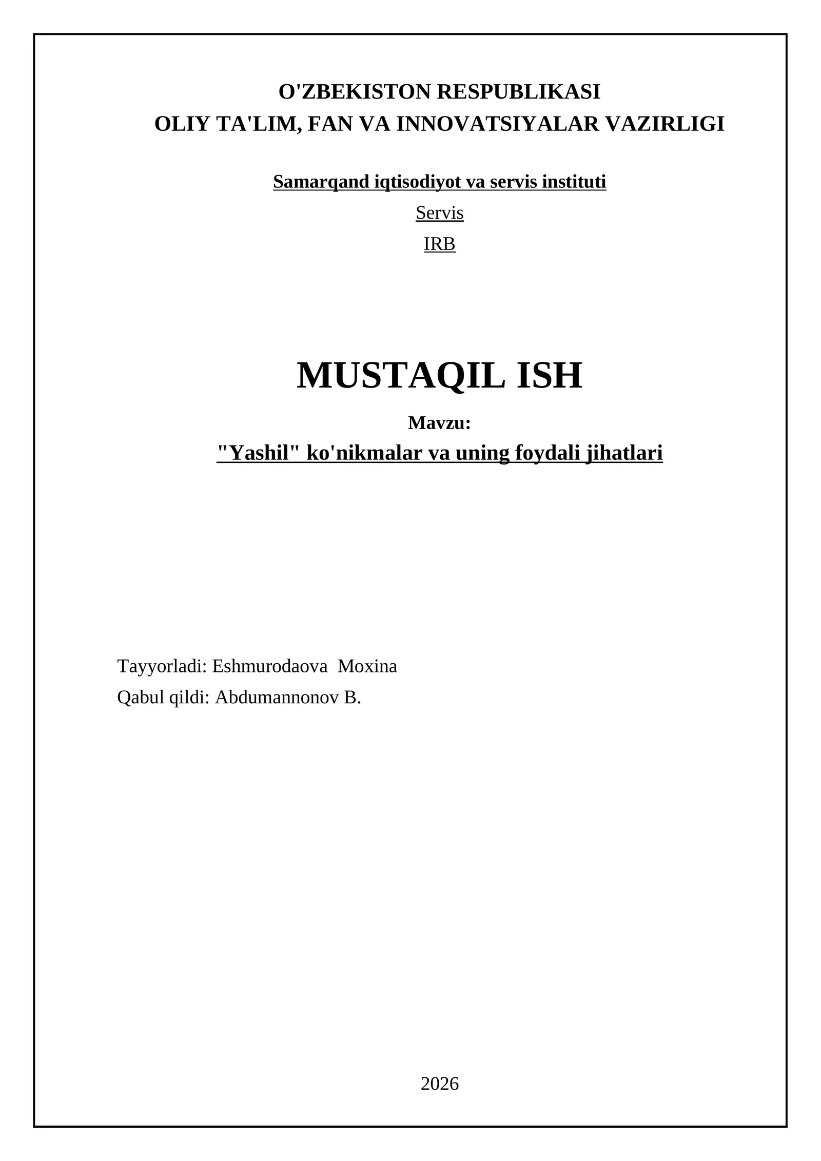 "Yashil" ko'nikmalar va uning foydali jihatlari