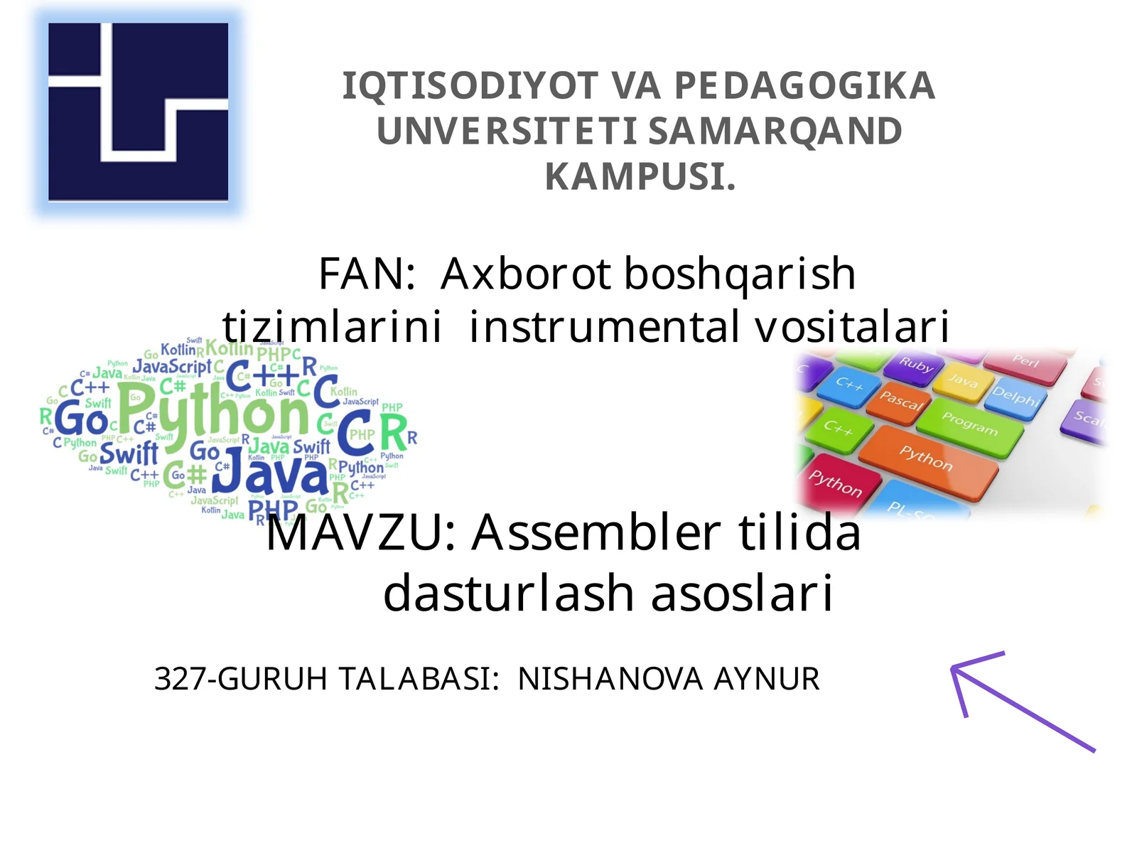 Assemblertilik dasturlash asoslari