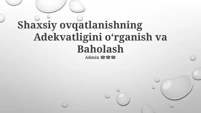 Shaxsiy ovqatlanishning adekvatligini oʻrganish va Baholash