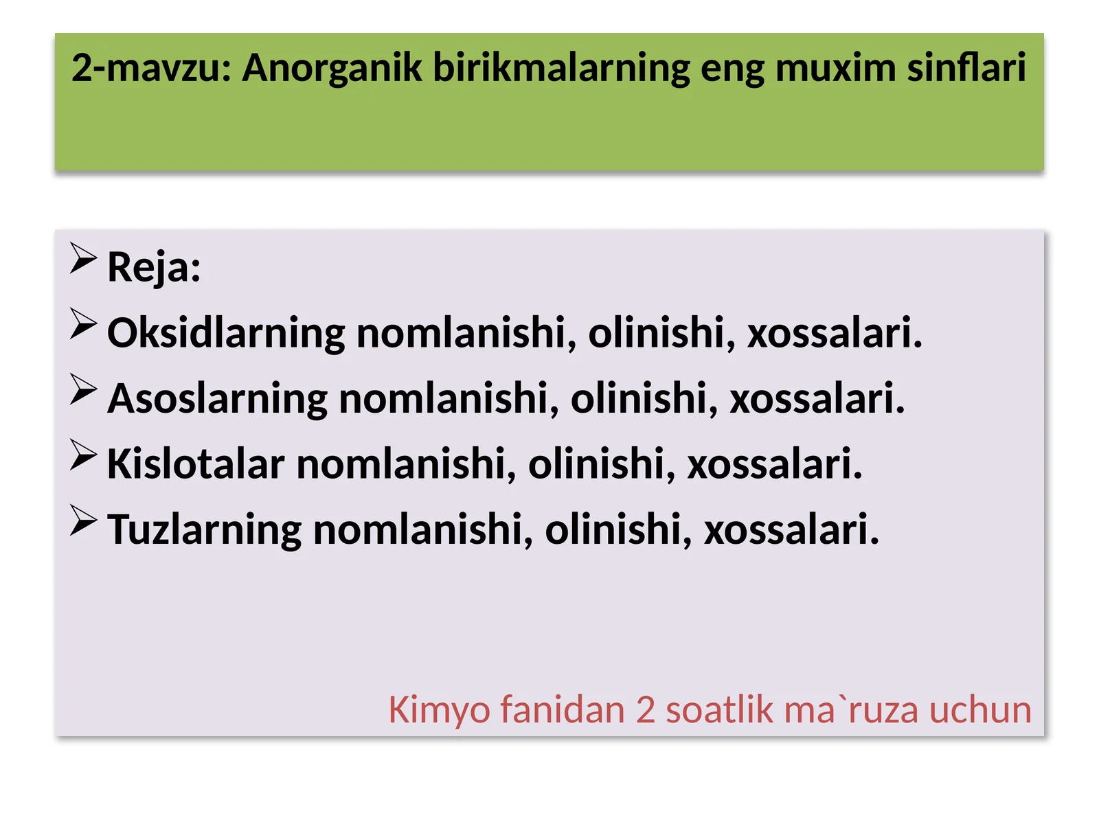 Anorganik birikmalarning eng muxim sinflari