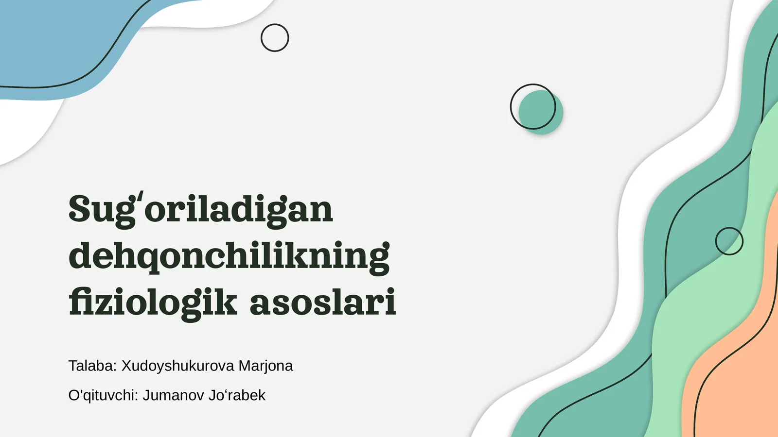 Sugʻoriladigan dehqonchilikning fiziologik asoslari