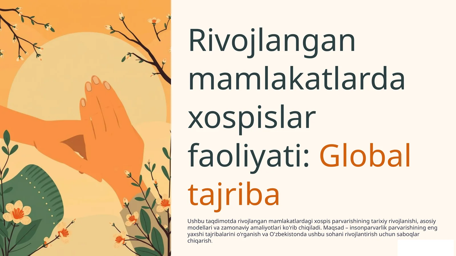 Rivojlangan mamlakatlarda xospislar faoliyati:Global tajriba