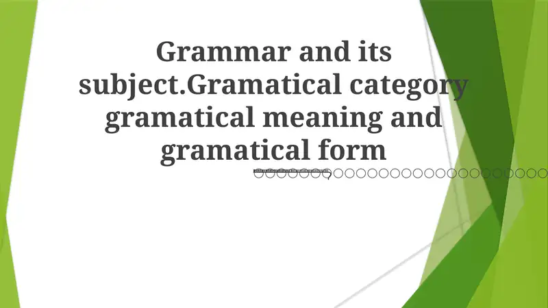 Grammatical Categories: Unveiling Meaning