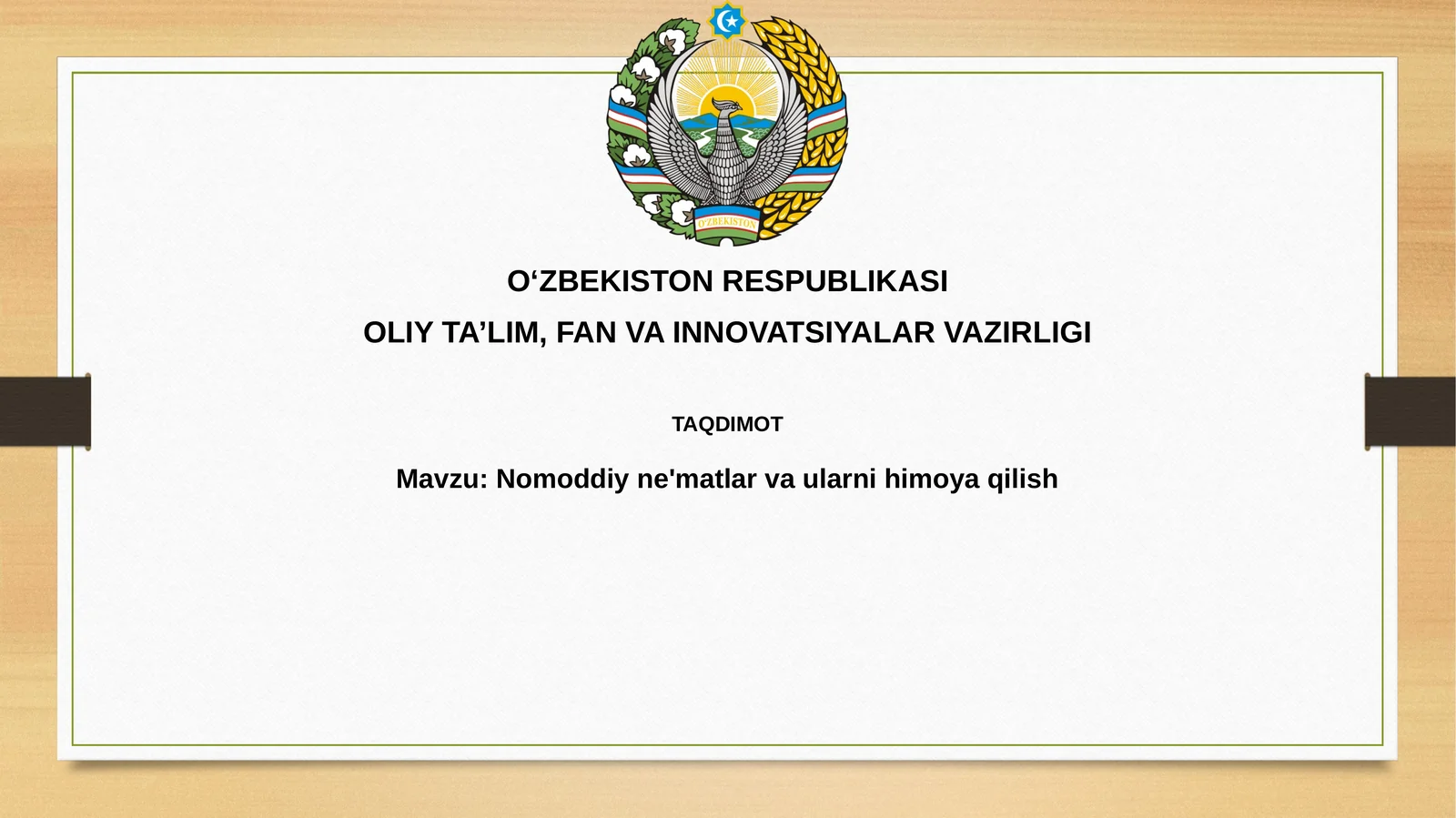 Nomoddiy ne'matlar va ularni himoya qilish