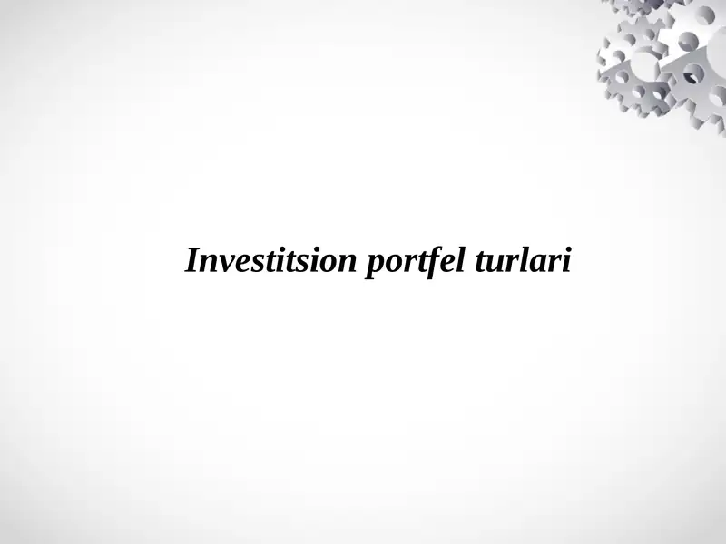 Investitsion portfelturlari