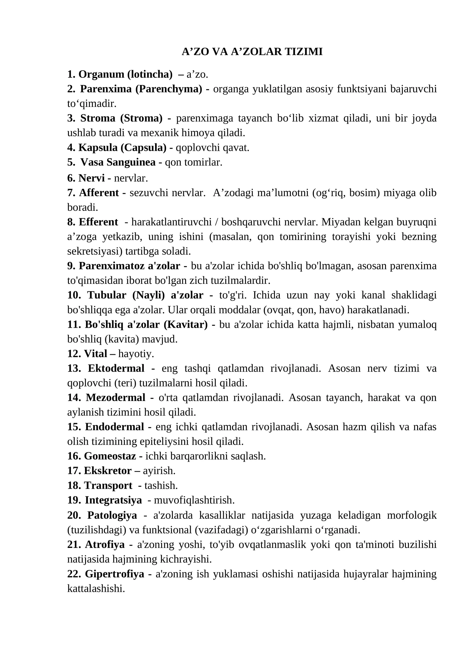 A’ZO VA A’ZOLAR TIZIMI