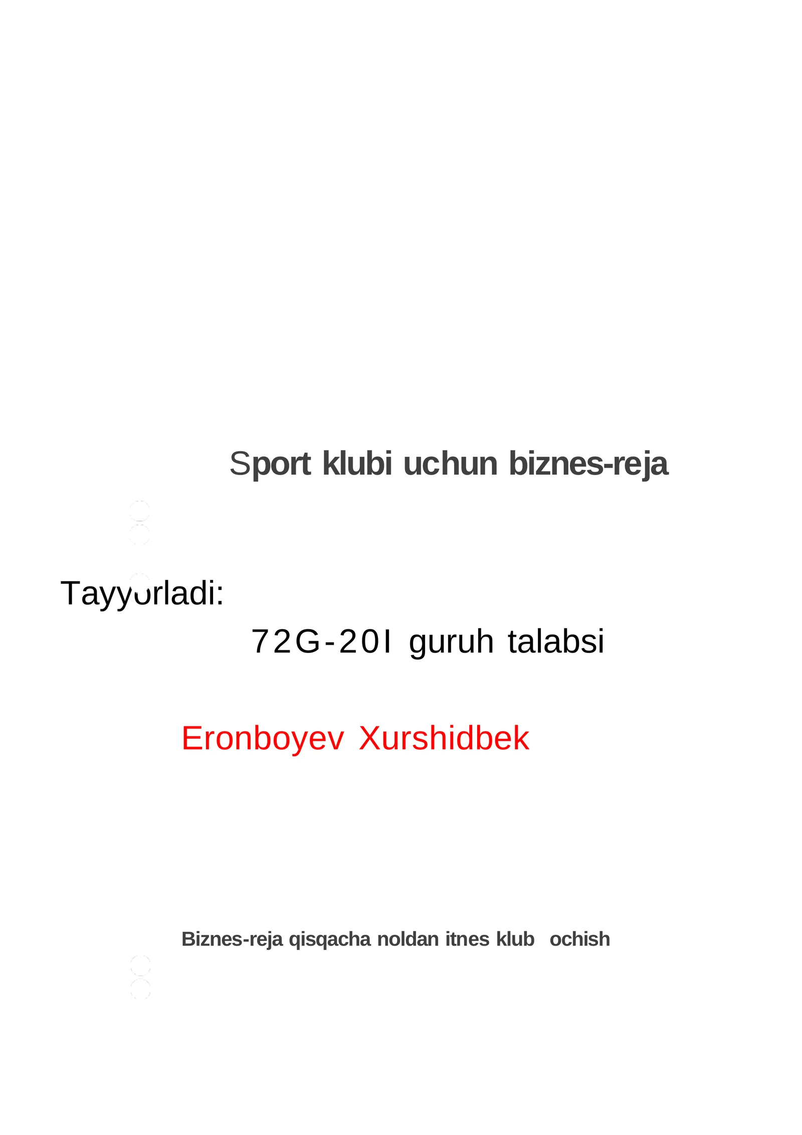 Fitness klubi: g'oya va amalgaoshirish