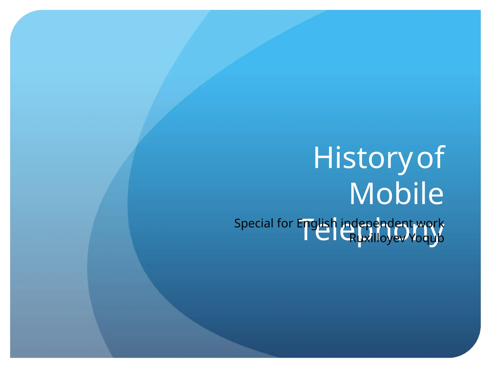 History of Mobile Telephony