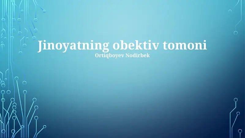 Jinoyatning Obektiv Tomoni
