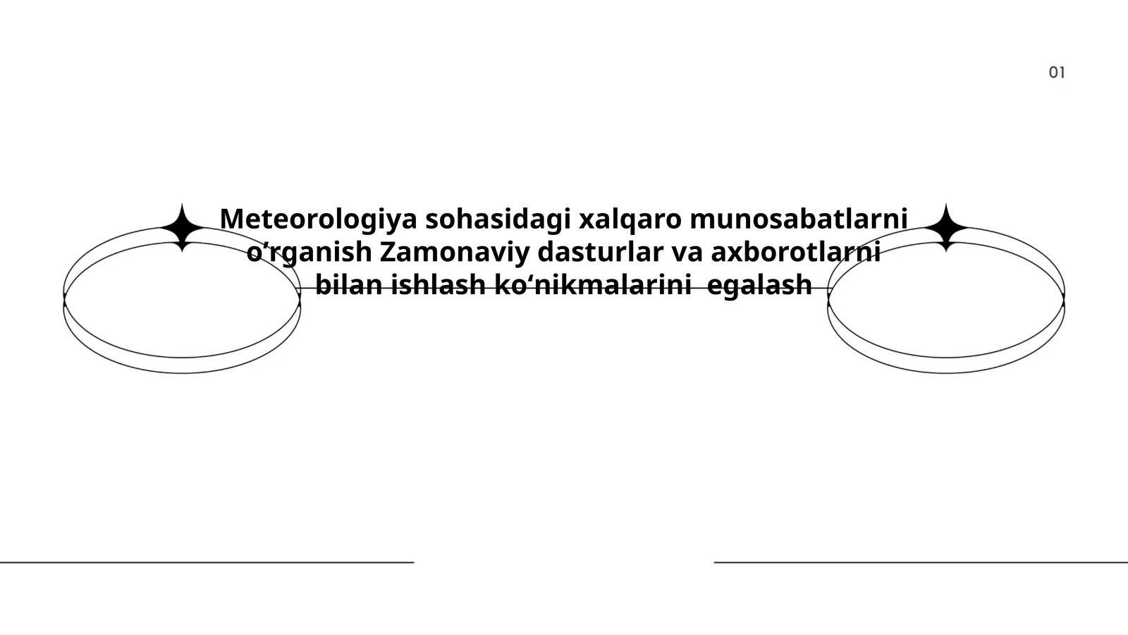 Meteorologiya sohasidagi xalqaro munosabatlarni oʼrganish Zamonaviy dasturlar va axborotlarni bilan ishlash koʻnikmalarini egalash