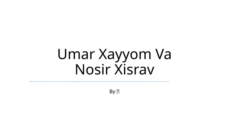 Umar Xayyom Va Nosir Xisrav