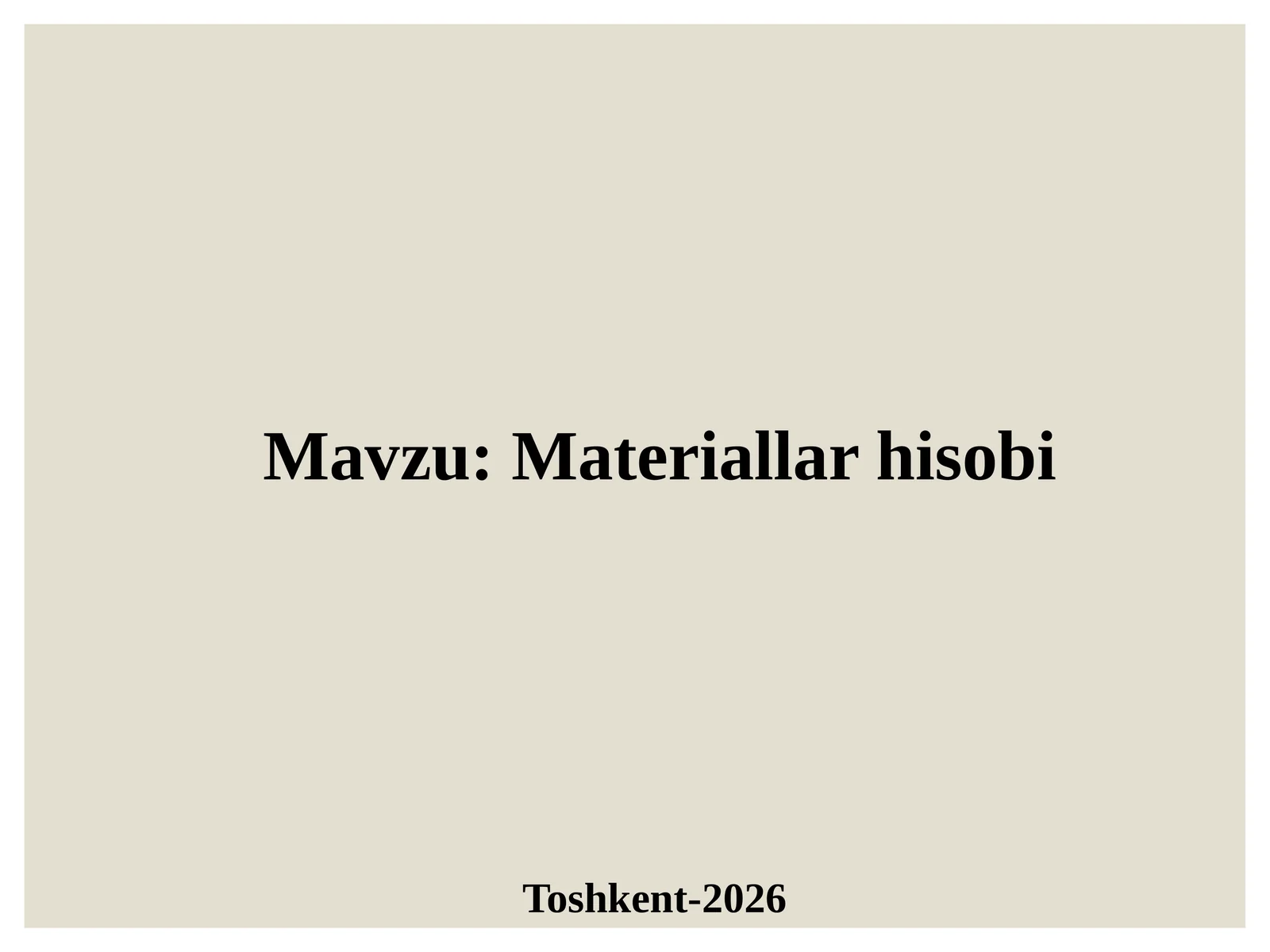Materiallarhisobi