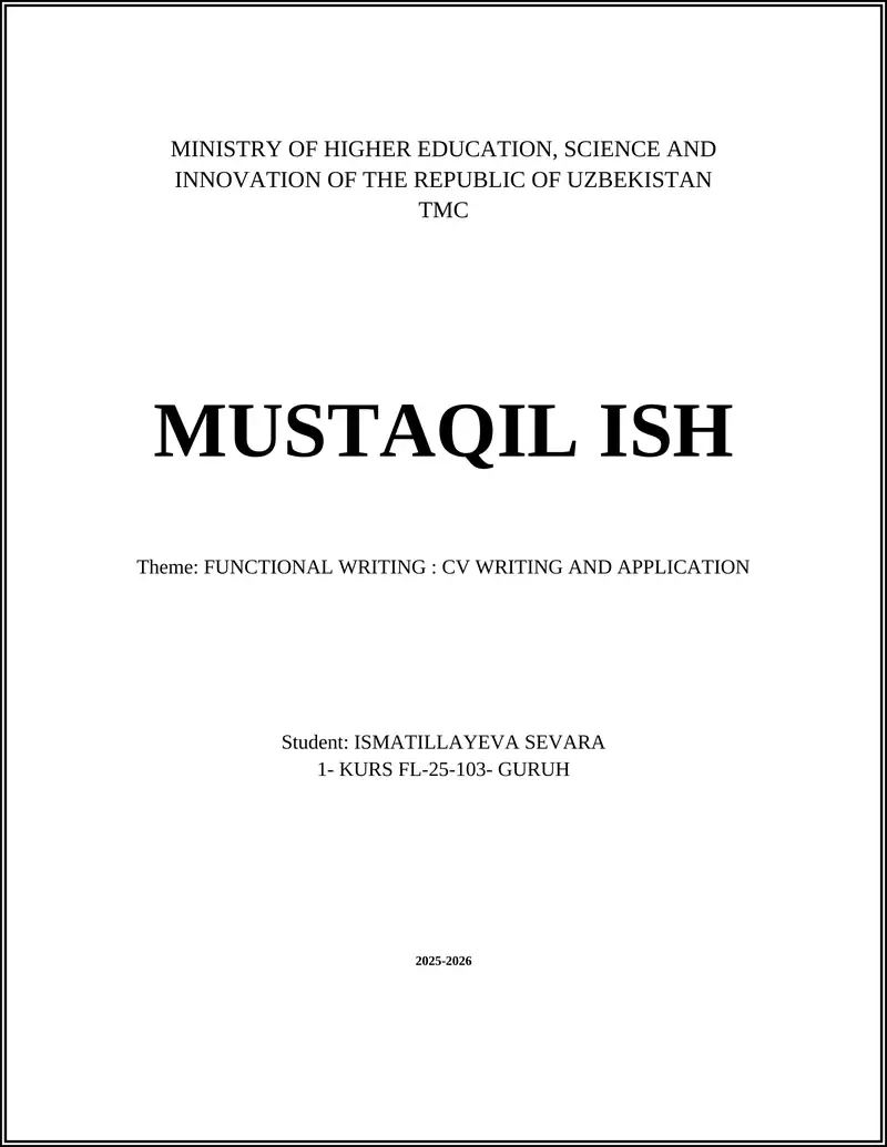 CV Writing and Application Course