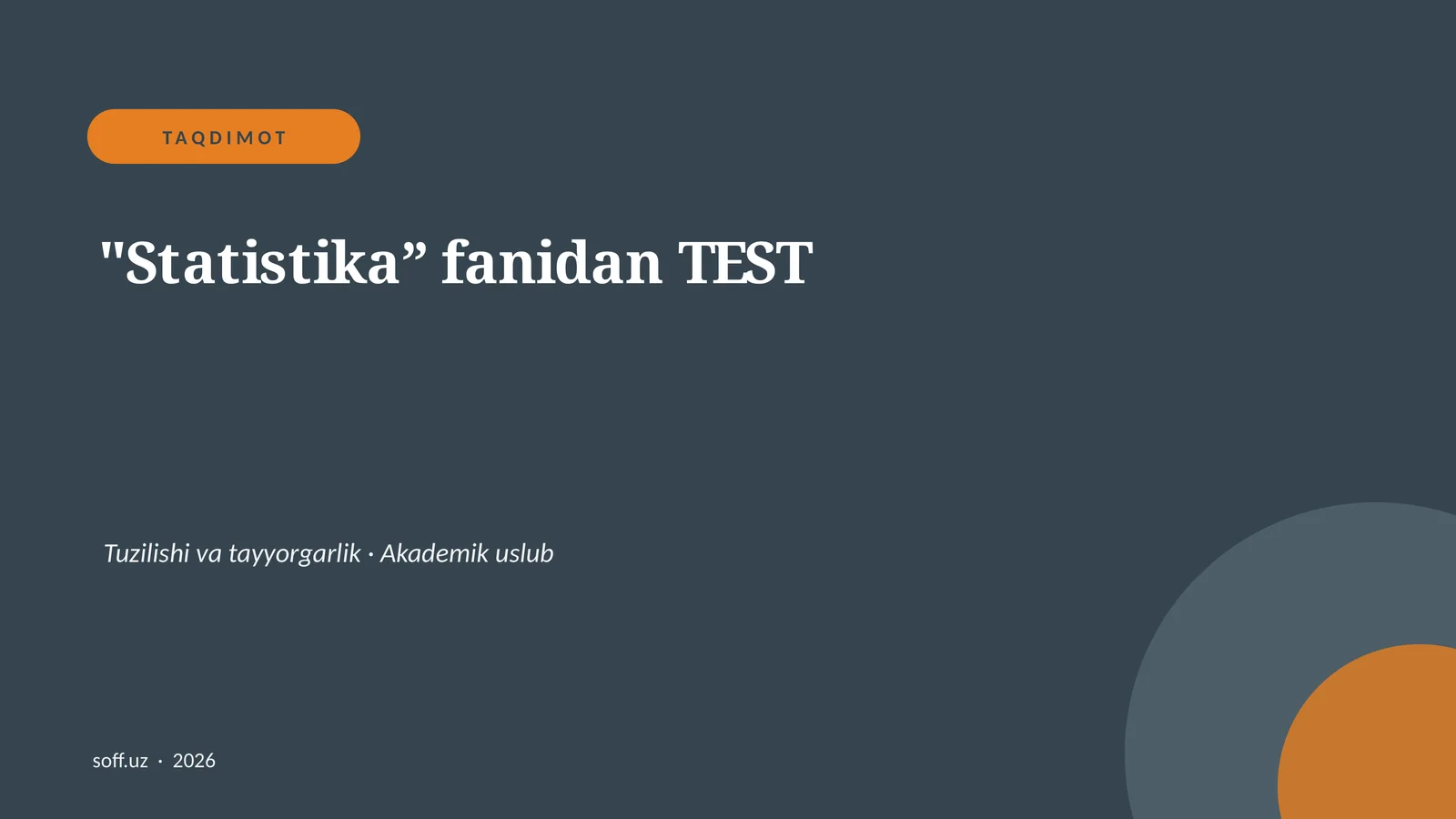 Statistika fanidan TEST