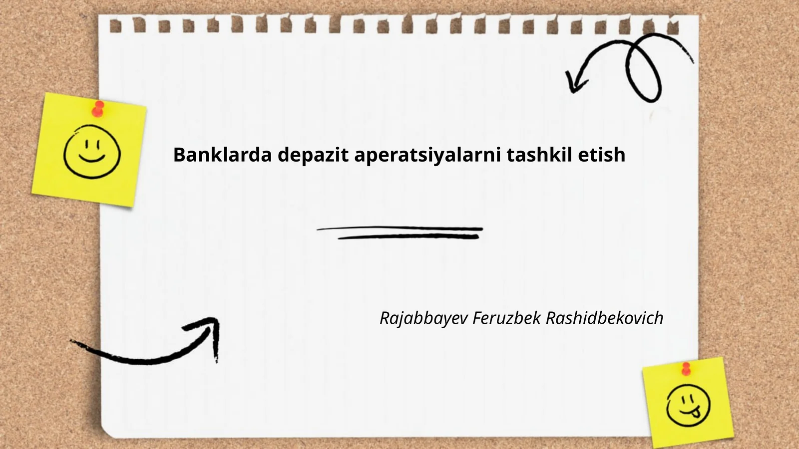Banklarda depazit aperatsiyalarni tashkil etish