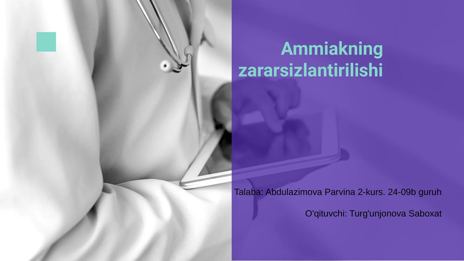 Ammiakning zararsizlantirilishi