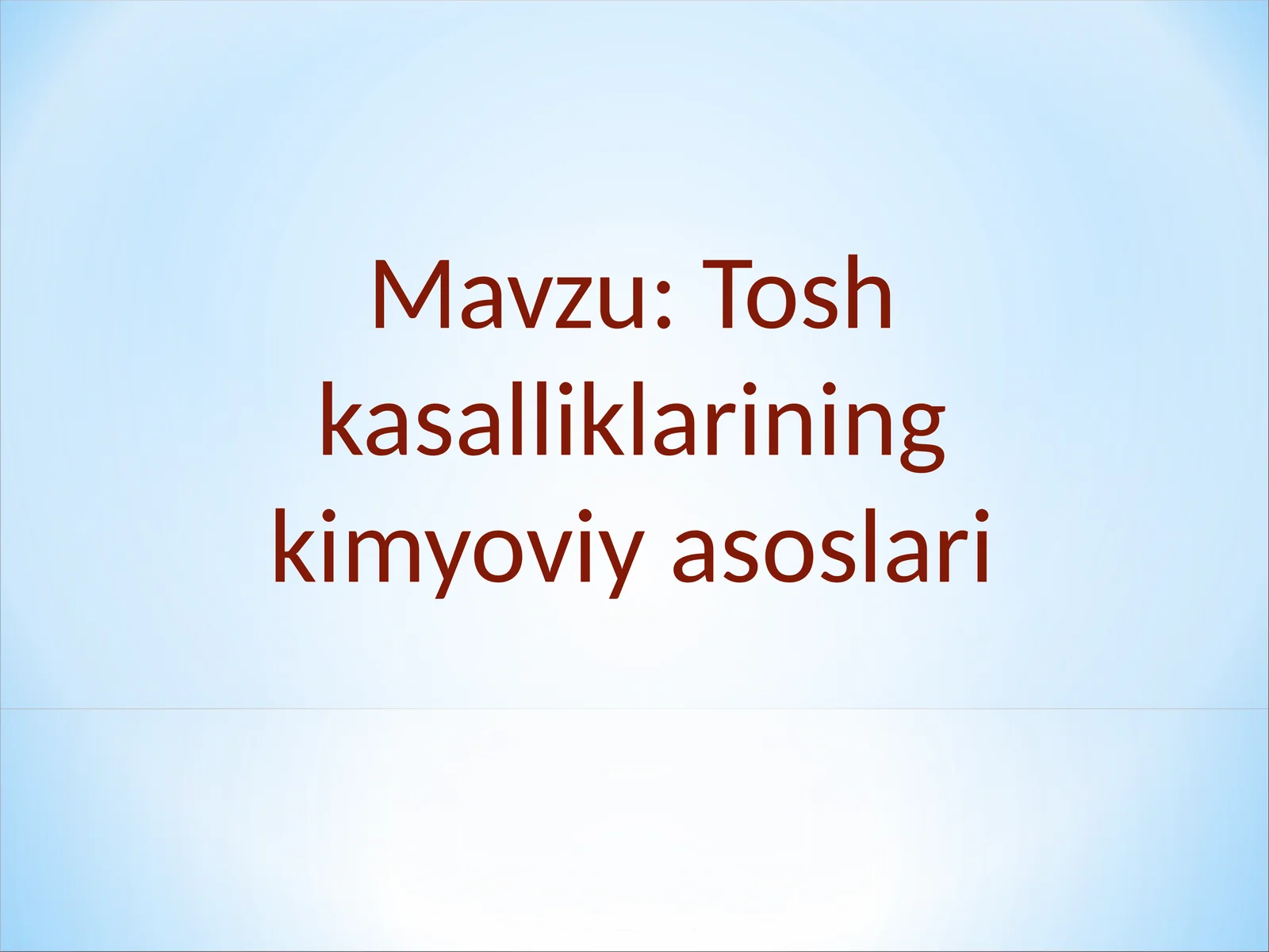 Tosh kasalliklarining kimyoviy asoslari