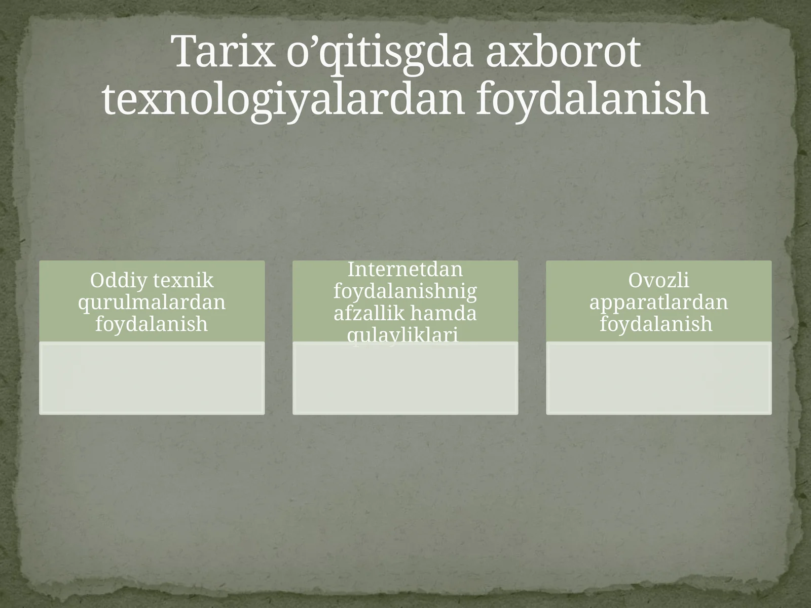 Tarix o’qitishda axborot texnologiyalardan foydalanish