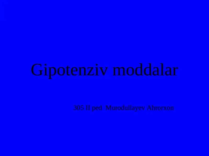 Гипотензив воситалар