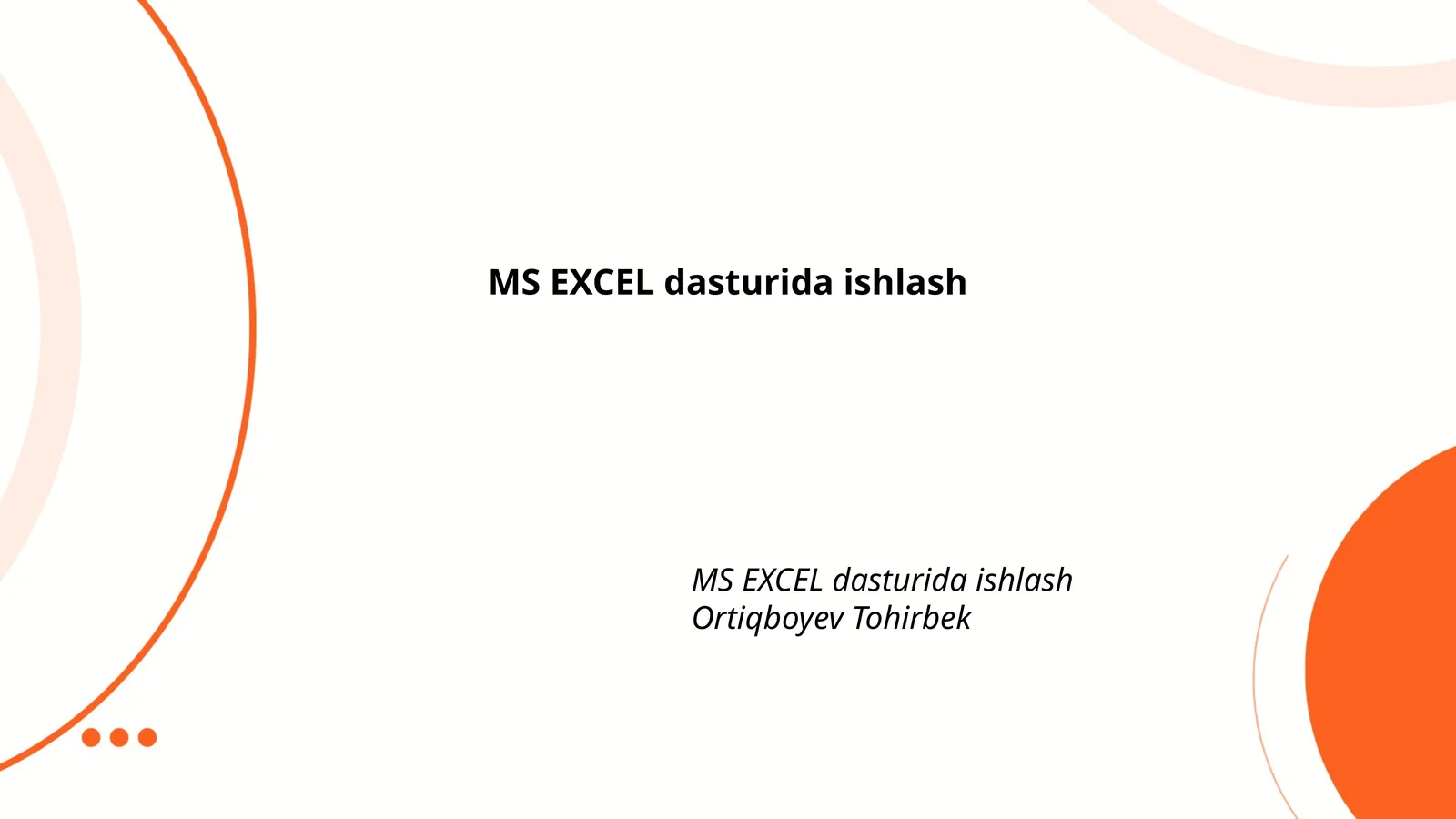 Excelda asosiy tushunchalar